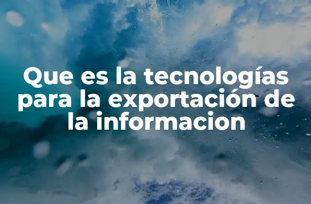 Que es la Tecnologías para la Exportación de la Informacion