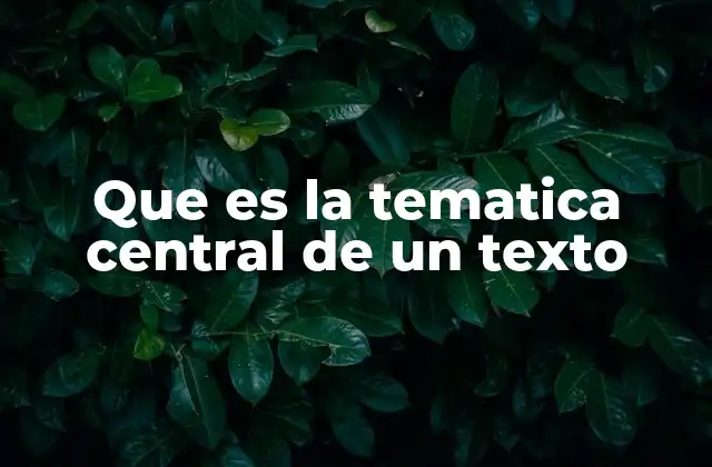 Que es la Tematica Central de un Texto