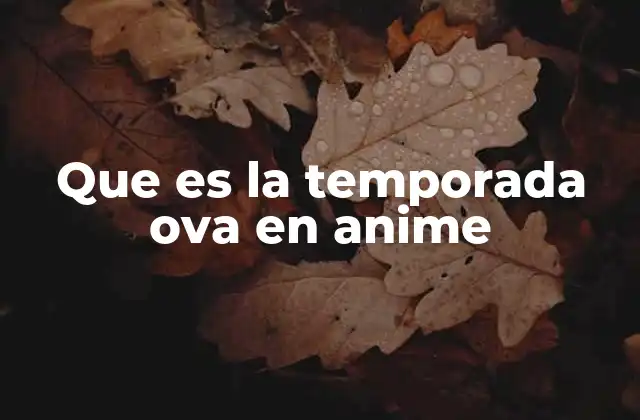 Que es la Temporada Ova en Anime