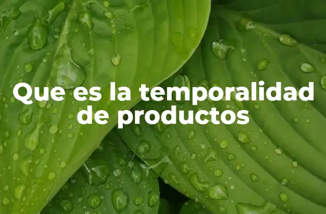 Que es la Temporalidad de Productos