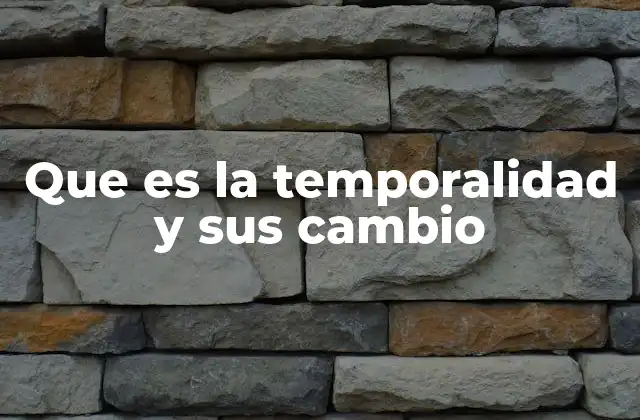 Que es la Temporalidad y Sus Cambio