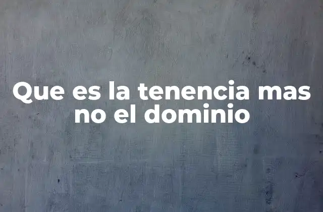 Que es la Tenencia mas No el Dominio