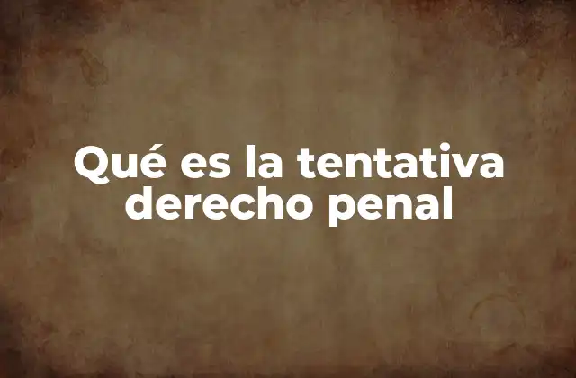 Qué es la Tentativa Derecho Penal