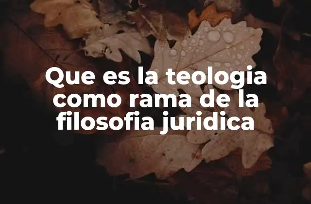 Que es la Teologia como Rama de la Filosofia Juridica