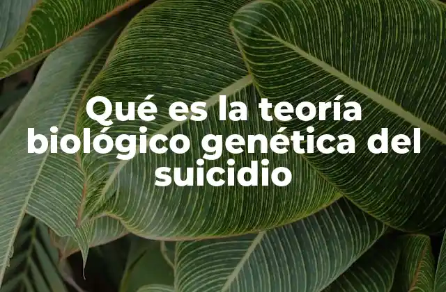 Qué es la Teoría Biológico Genética Del Suicidio