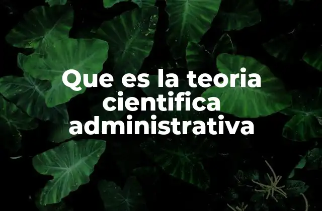Que es la Teoria Cientifica Administrativa