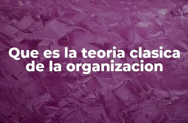 Que es la Teoria Clasica de la Organizacion