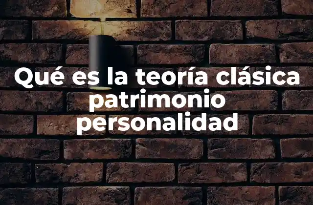 Qué es la Teoría Clásica Patrimonio Personalidad