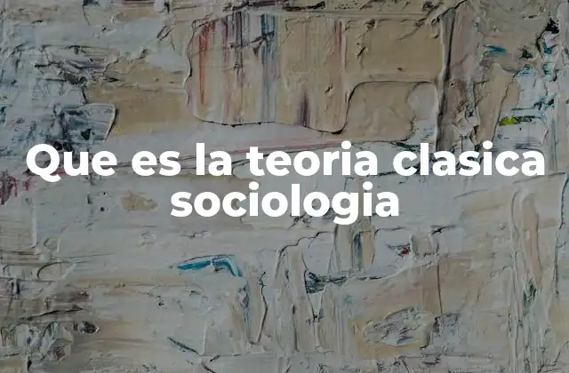Que es la Teoria Clasica Sociologia
