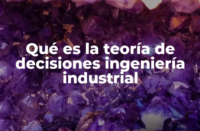Qué es la Teoría de Decisiones Ingeniería Industrial