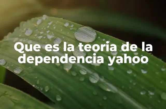 Que es la Teoria de la Dependencia Yahoo
