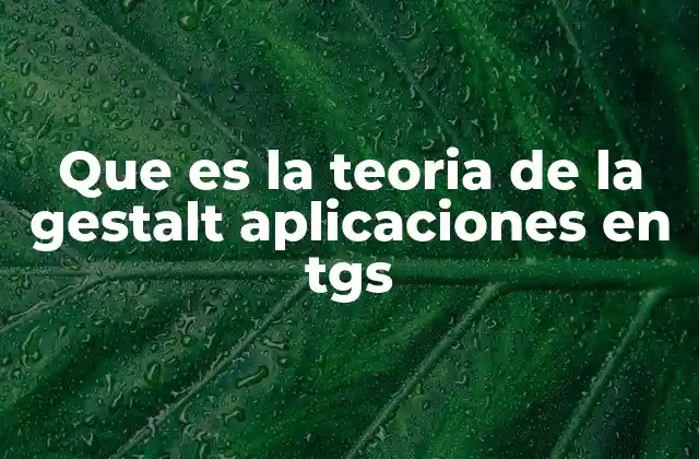 Que es la Teoria de la Gestalt Aplicaciones en Tgs