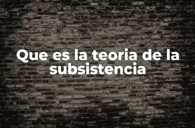 Que es la Teoria de la Subsistencia