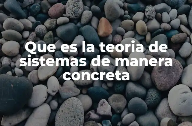 Que es la Teoria de Sistemas de Manera Concreta