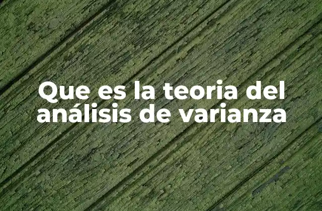 Que es la Teoria Del Análisis de Varianza