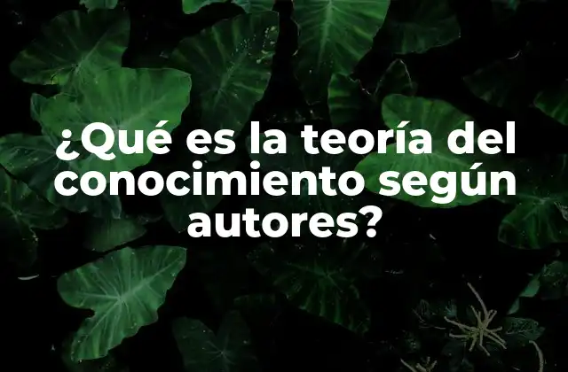 ¿qué es la Teoría Del Conocimiento según Autores?