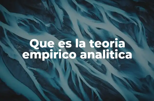 Que es la Teoria Empirico Analitica