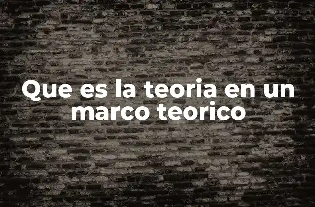 Que es la Teoria en un Marco Teorico