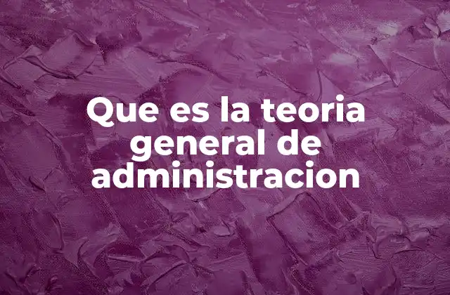Que es la Teoria General de Administracion