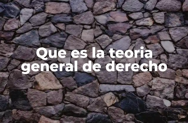 Que es la Teoria General de Derecho