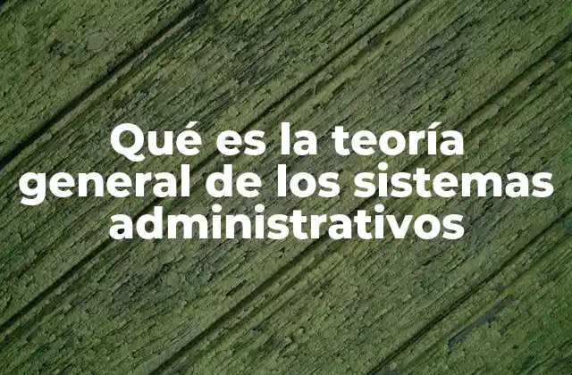 Qué es la Teoría General de los Sistemas Administrativos