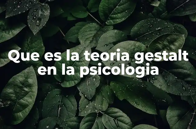 Que es la Teoria Gestalt en la Psicologia