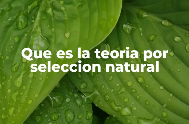 Que es la Teoria por Seleccion Natural