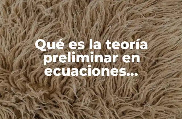 Qué es la Teoría Preliminar en Ecuaciones Diferenciales