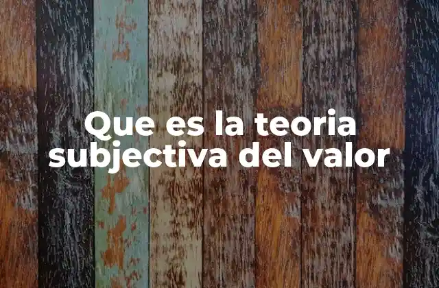 Que es la Teoria Subjectiva Del Valor