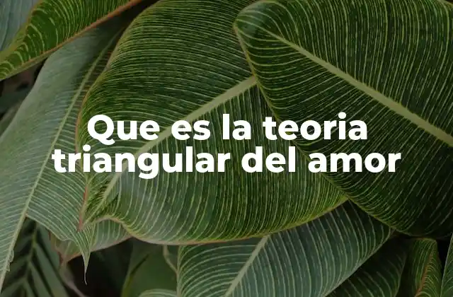 Que es la Teoria Triangular Del Amor