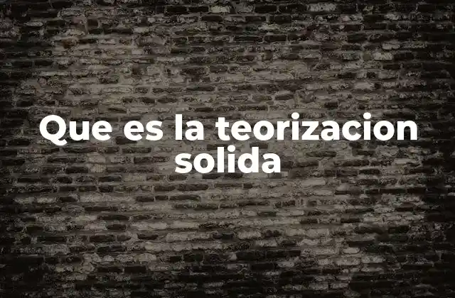 Que es la Teorizacion Solida