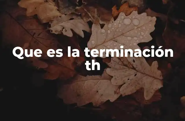 Que es la Terminación Th