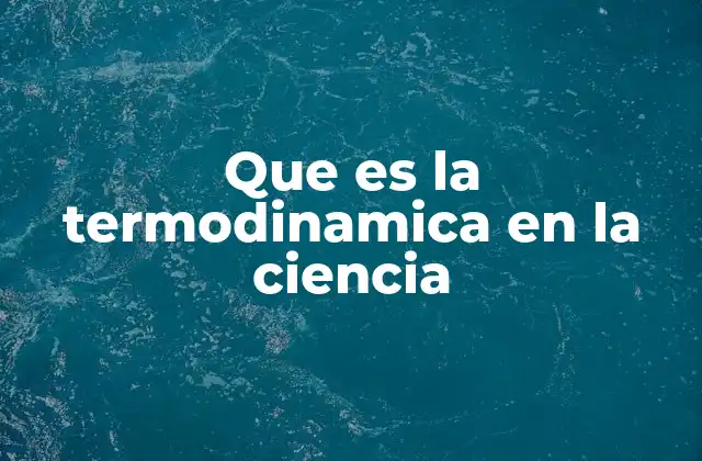 Que es la Termodinamica en la Ciencia