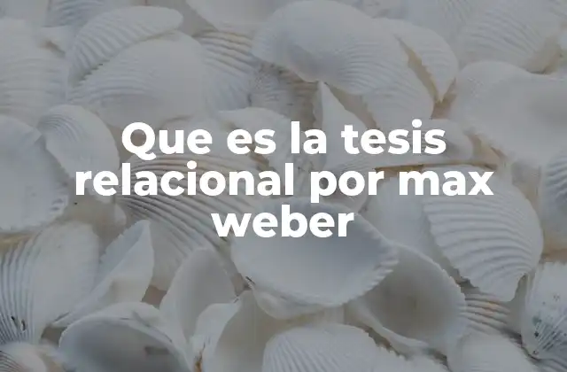 Que es la Tesis Relacional por Max Weber