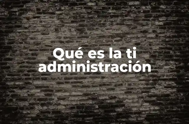 Qué es la Ti Administración