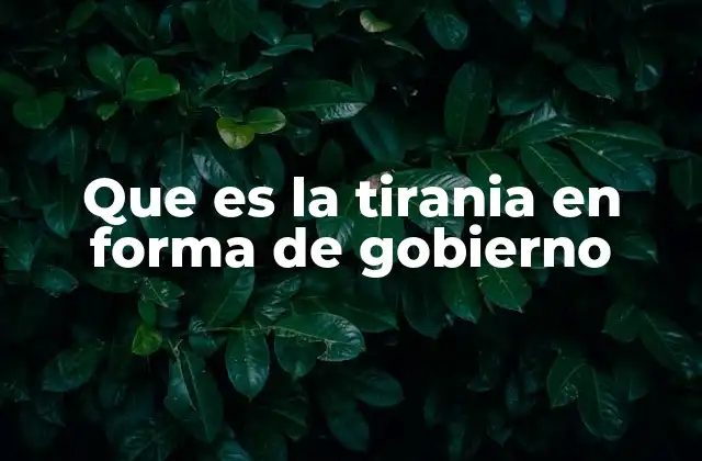 Que es la Tirania en Forma de Gobierno
