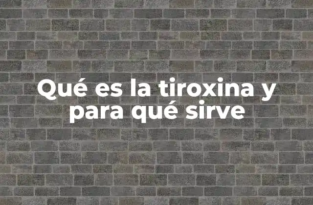 Qué es la Tiroxina y para Qué Sirve
