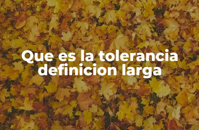 Que es la Tolerancia Definicion Larga