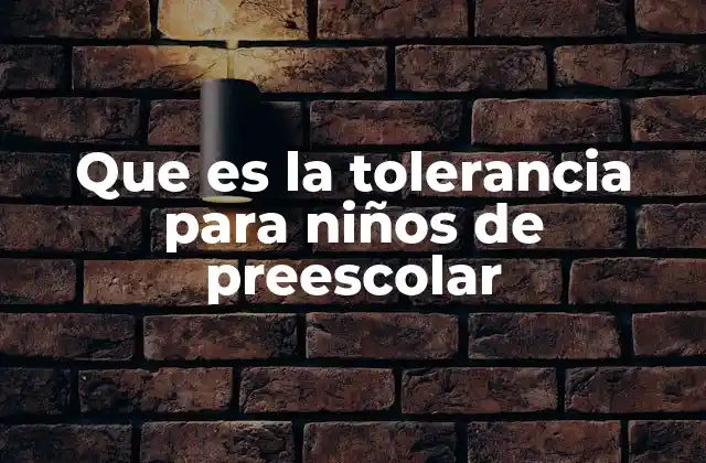 Que es la Tolerancia para Niños de Preescolar