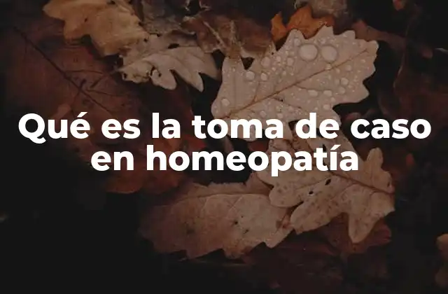 Qué es la Toma de Caso en Homeopatía