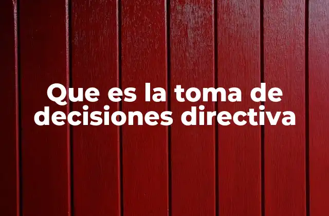 Que es la Toma de Decisiones Directiva