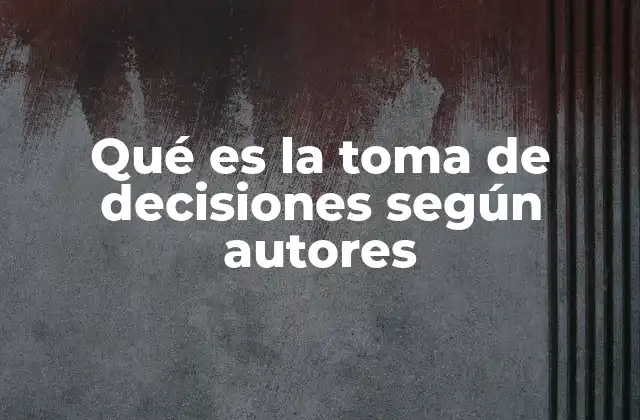 Qué es la Toma de Decisiones según Autores
