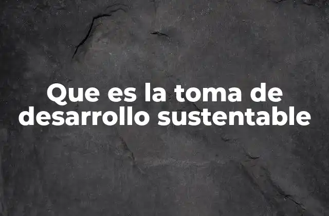 Que es la Toma de Desarrollo Sustentable