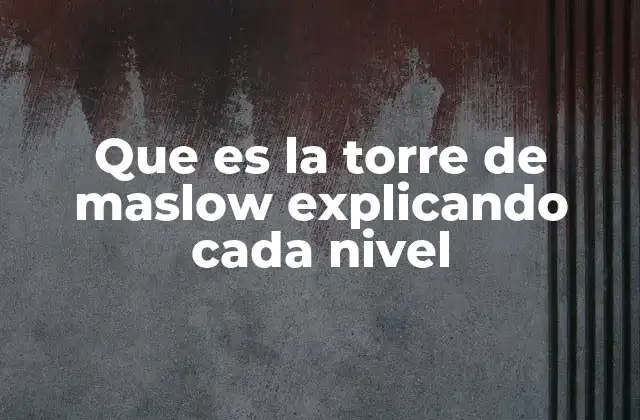 Que es la Torre de Maslow Explicando Cada Nivel