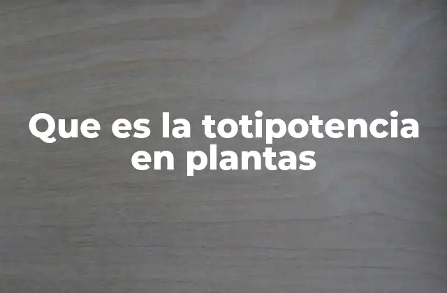 Que es la Totipotencia en Plantas