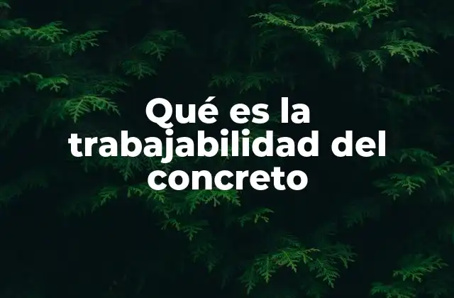 Qué es la Trabajabilidad Del Concreto