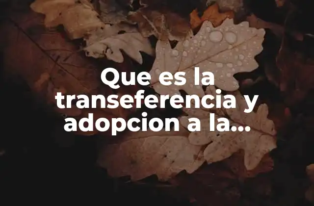 Que es la Transeferencia y Adopcion a la Tecnologia