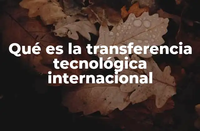 Qué es la Transferencia Tecnológica Internacional