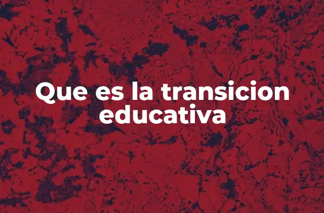Que es la Transicion Educativa