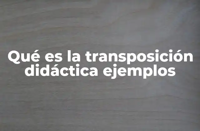 Qué es la Transposición Didáctica Ejemplos